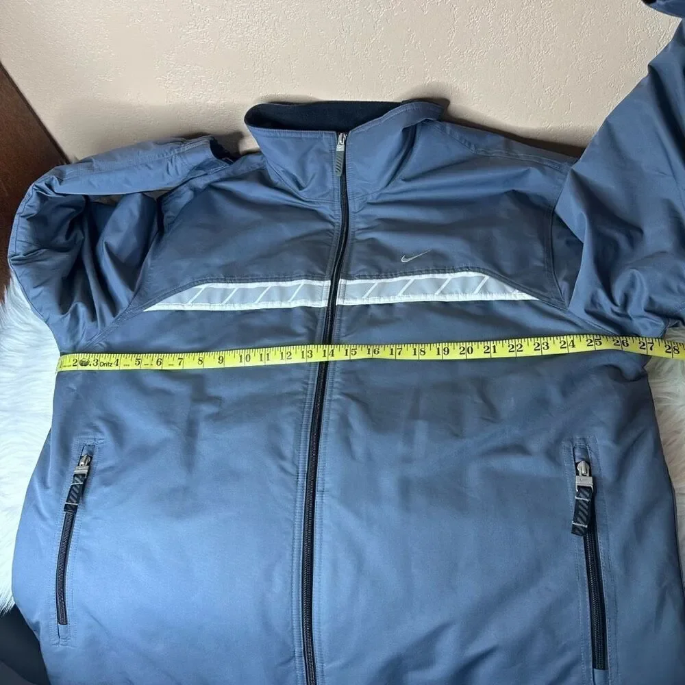 Nike Vintage Jacket Gray Swoosh Logo Thick Winter Windbreaker Pockets Size Large